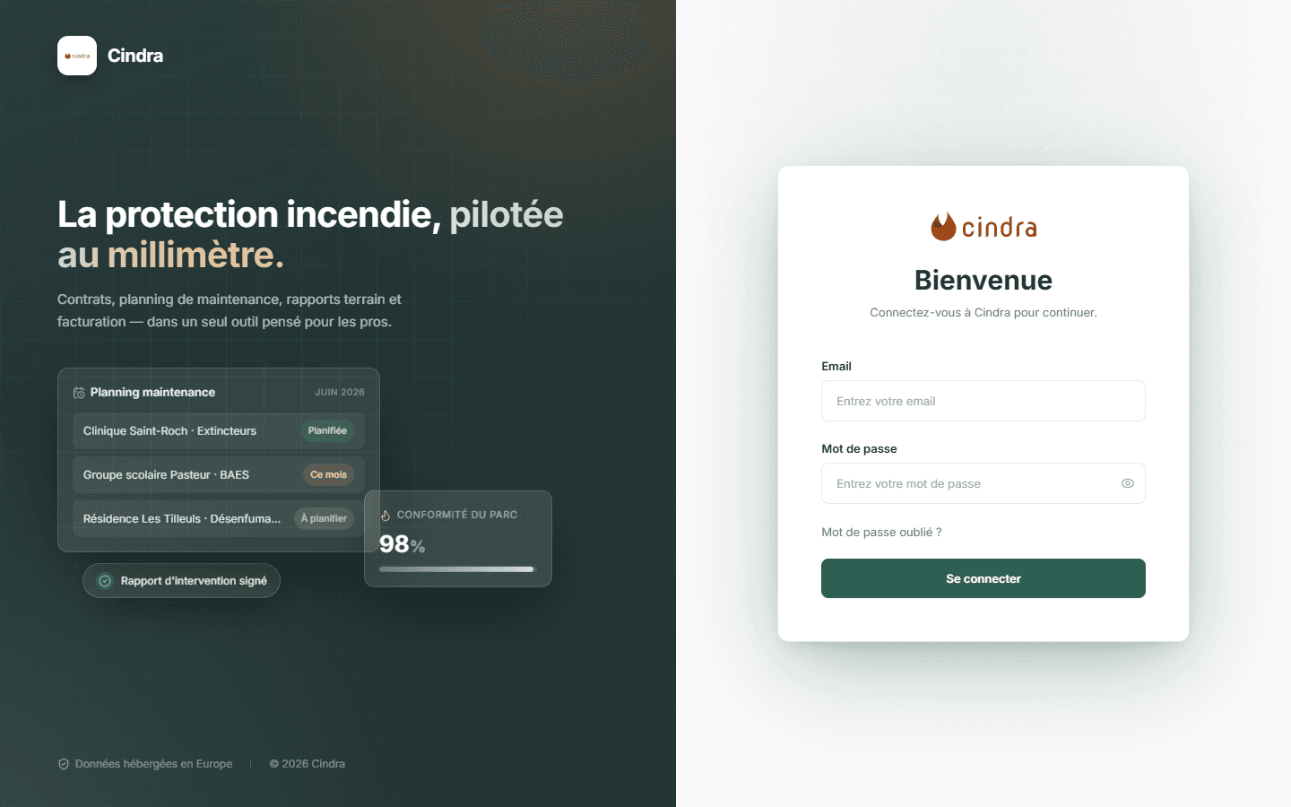 Capture du site Cindra App
