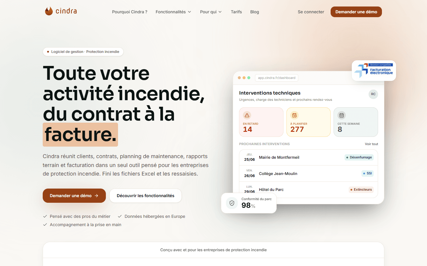 Capture du site Cindra
