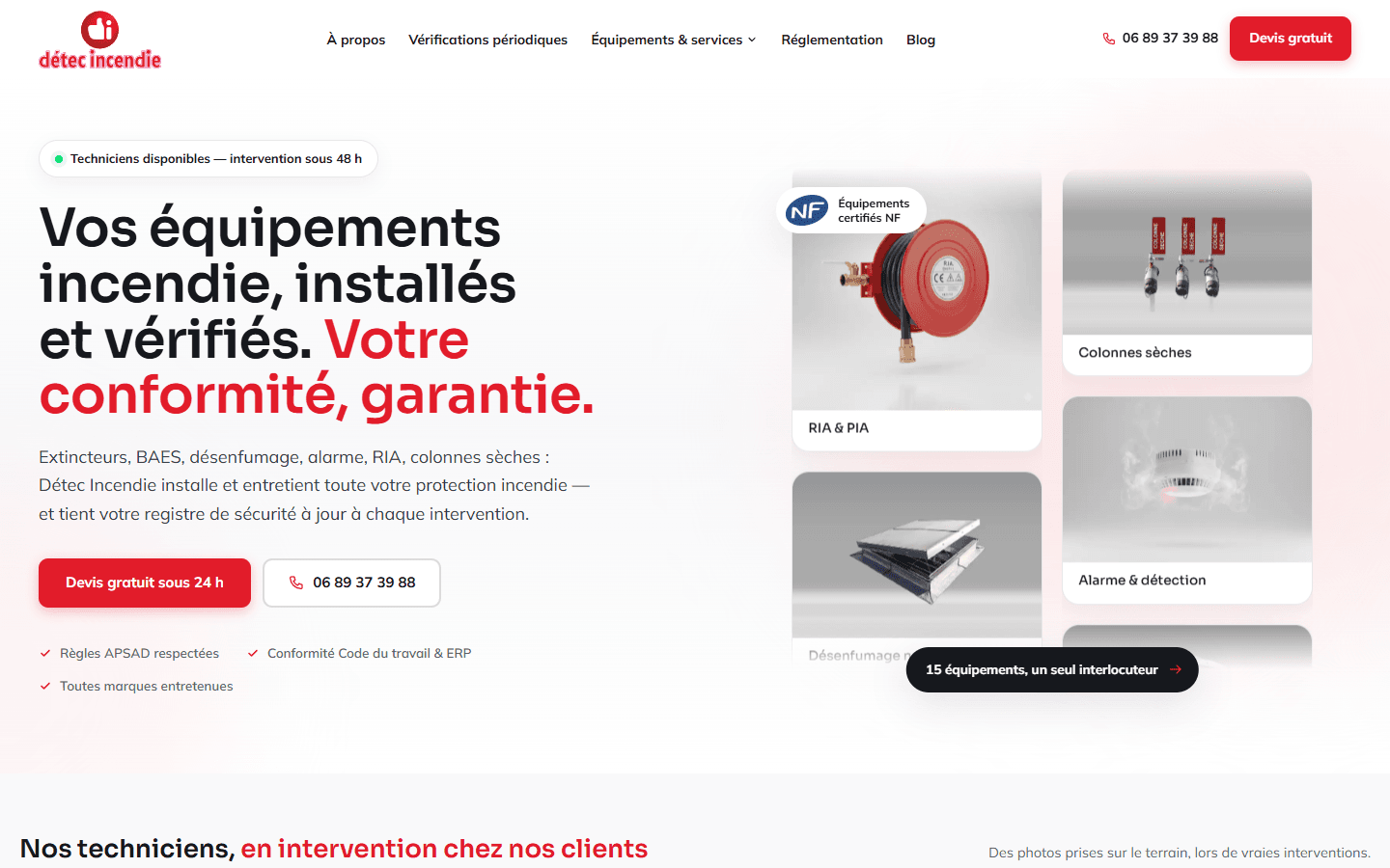 Capture du site Détec Incendie